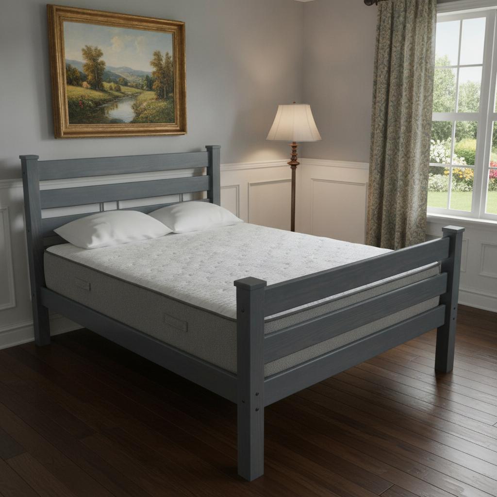 Gray Solid Wood Full Bed