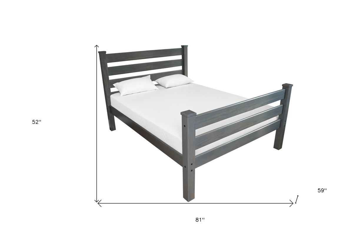 Gray Solid Wood Full Bed