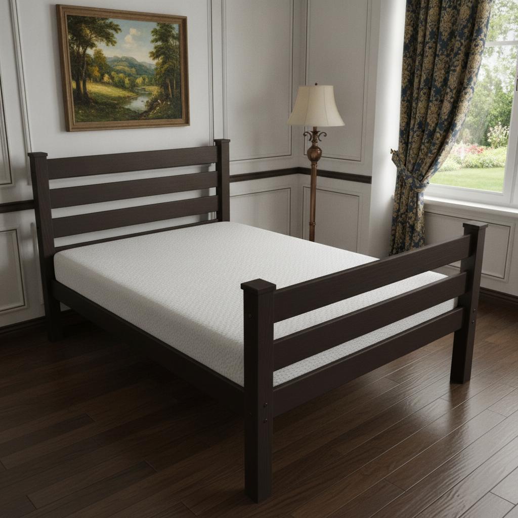 Brown Solid Wood Full Bed