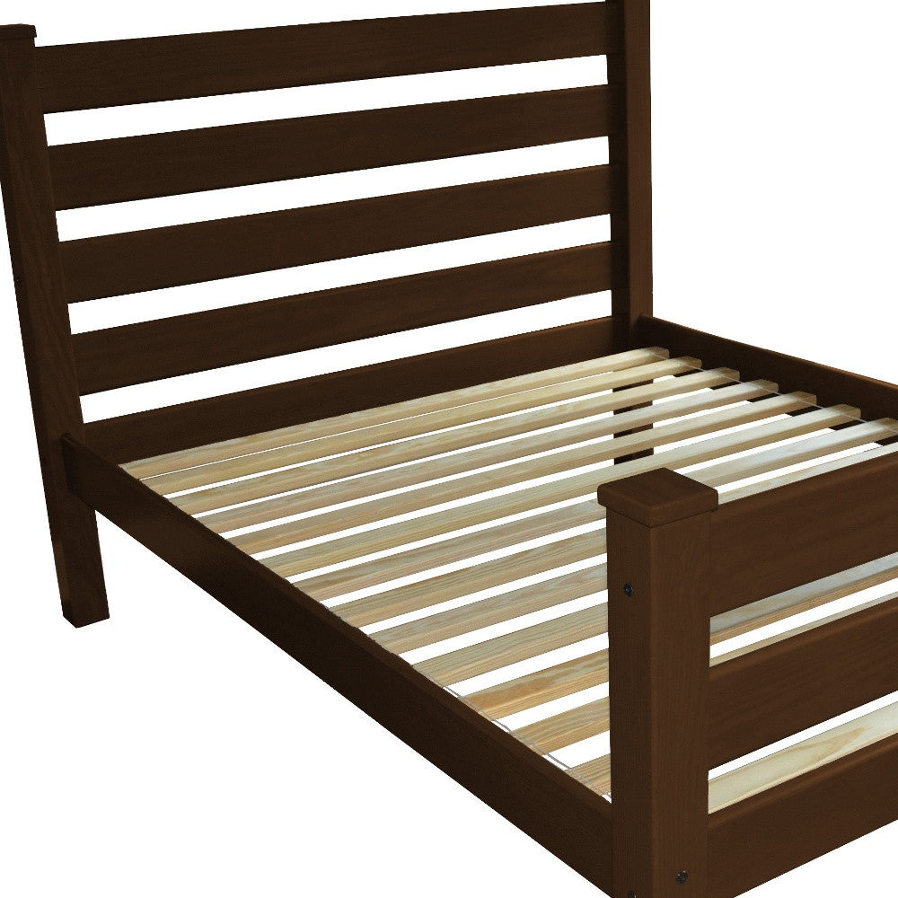 Brown Solid Wood Queen Bed