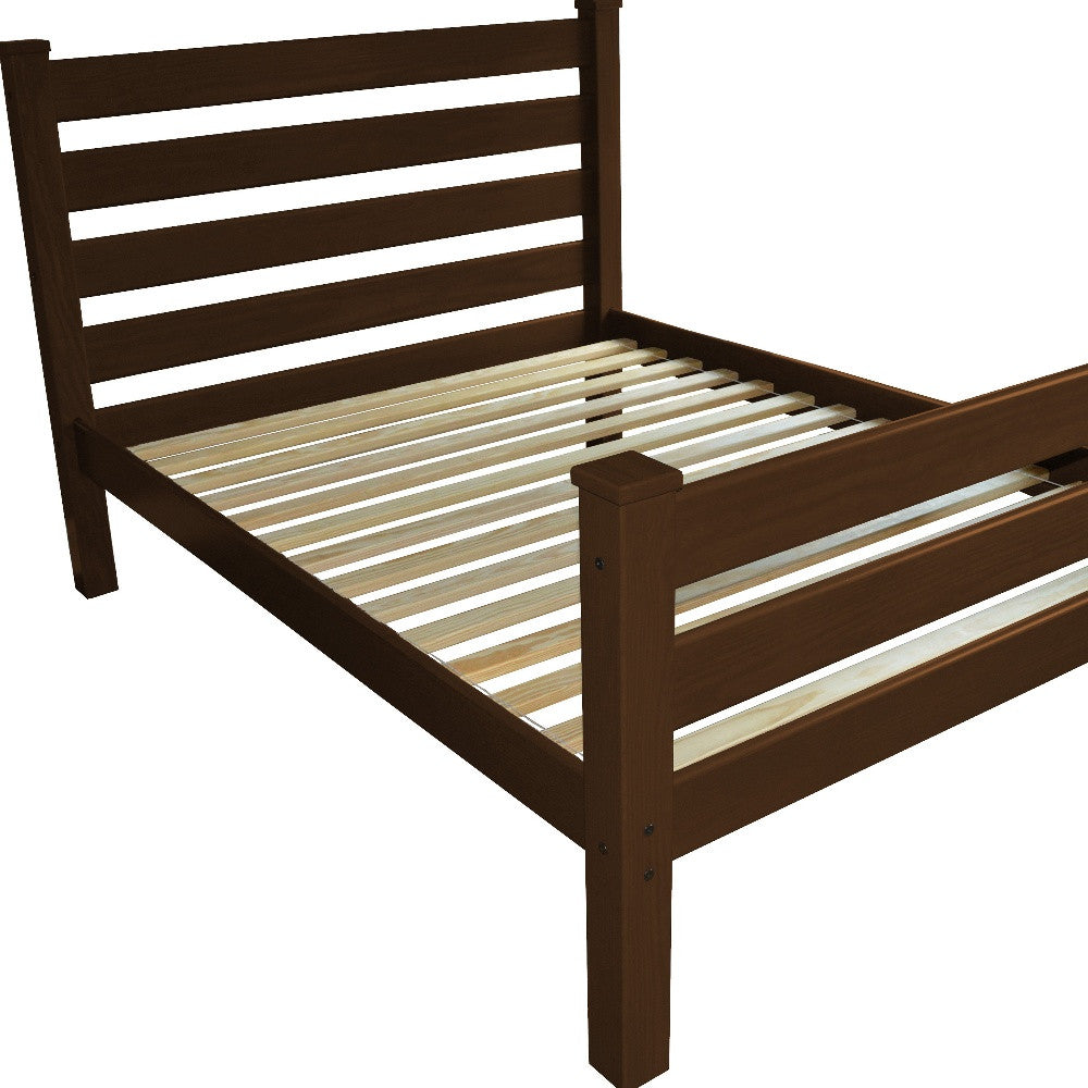 Brown Solid Wood Queen Bed
