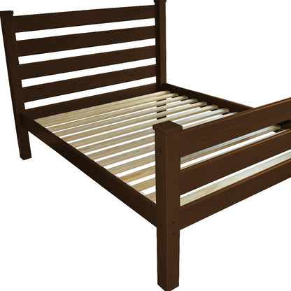 Brown Solid Wood Queen Bed