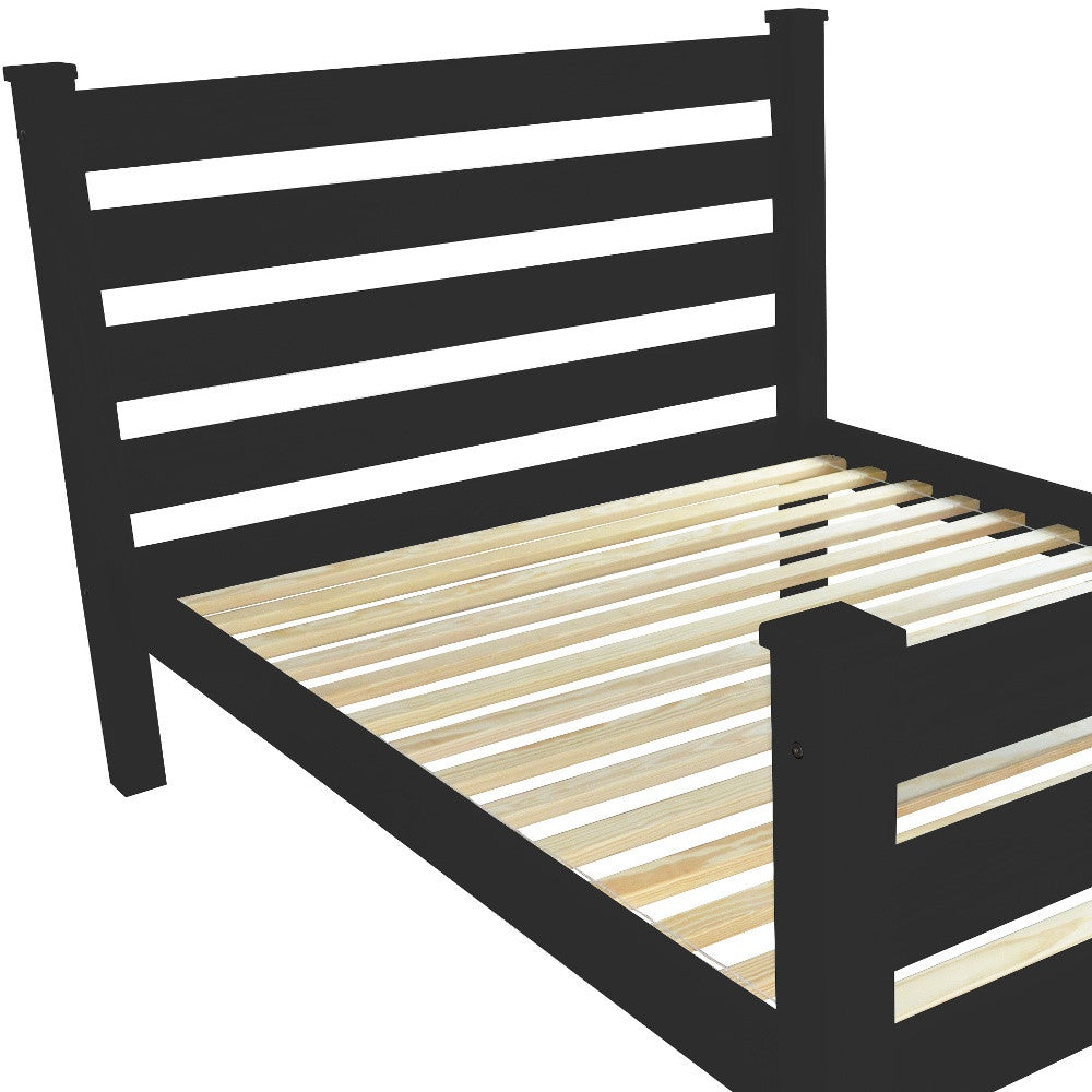 Black Solid Wood Queen Bed