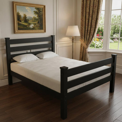 Black Solid Wood Queen Bed