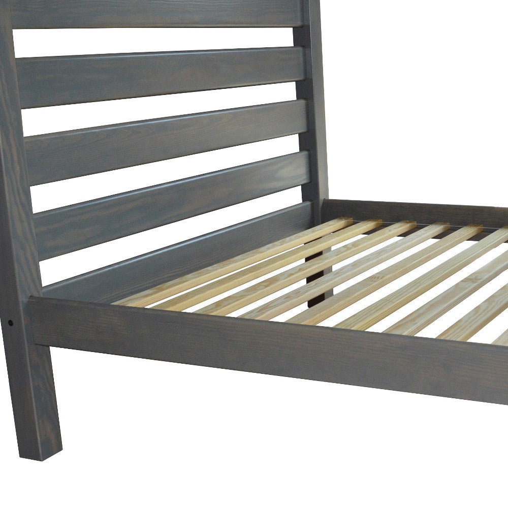 Gray Solid Wood Queen Bed