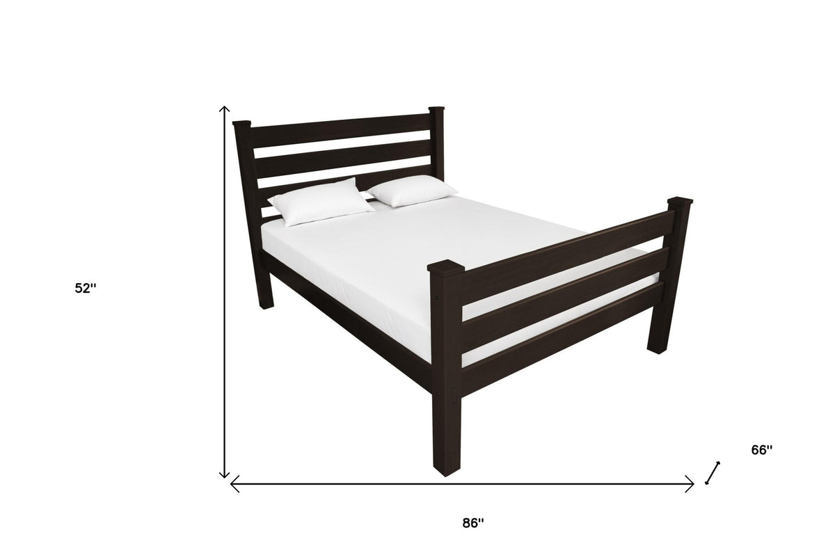 Brown Solid Wood Queen Bed