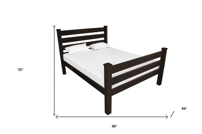 Brown Solid Wood Queen Bed