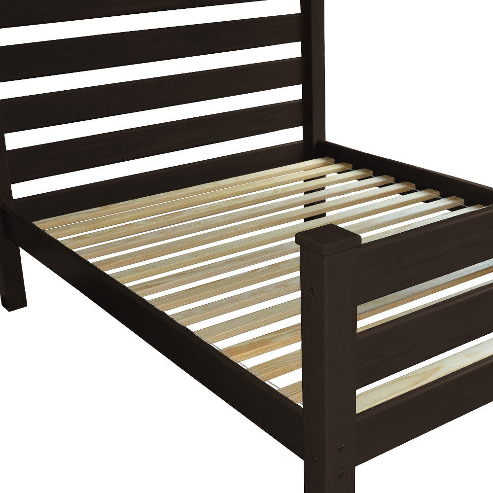 Brown Solid Wood Queen Bed