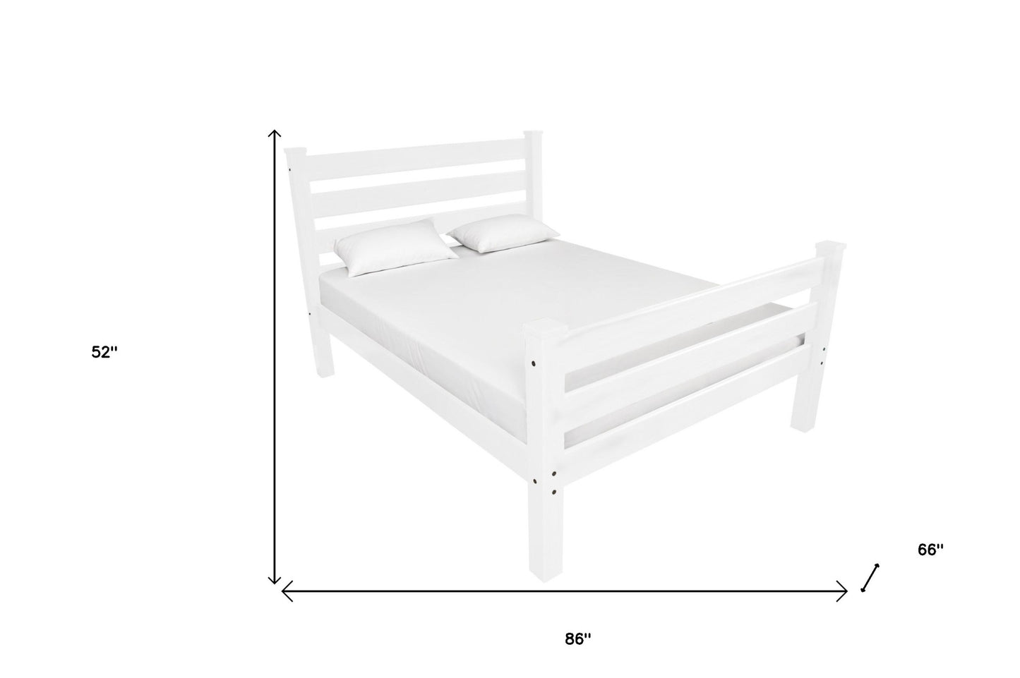 White Solid Wood Queen Bed