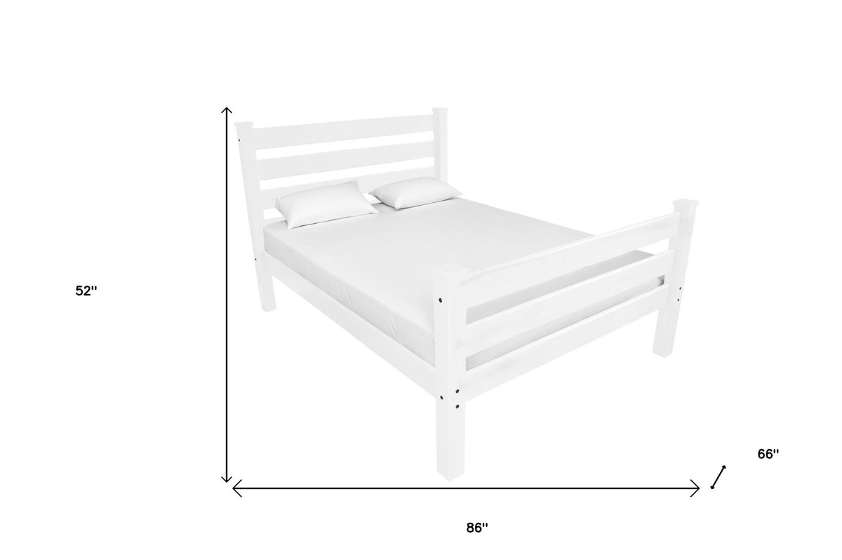 White Solid Wood Queen Bed