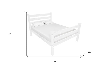 White Solid Wood Queen Bed