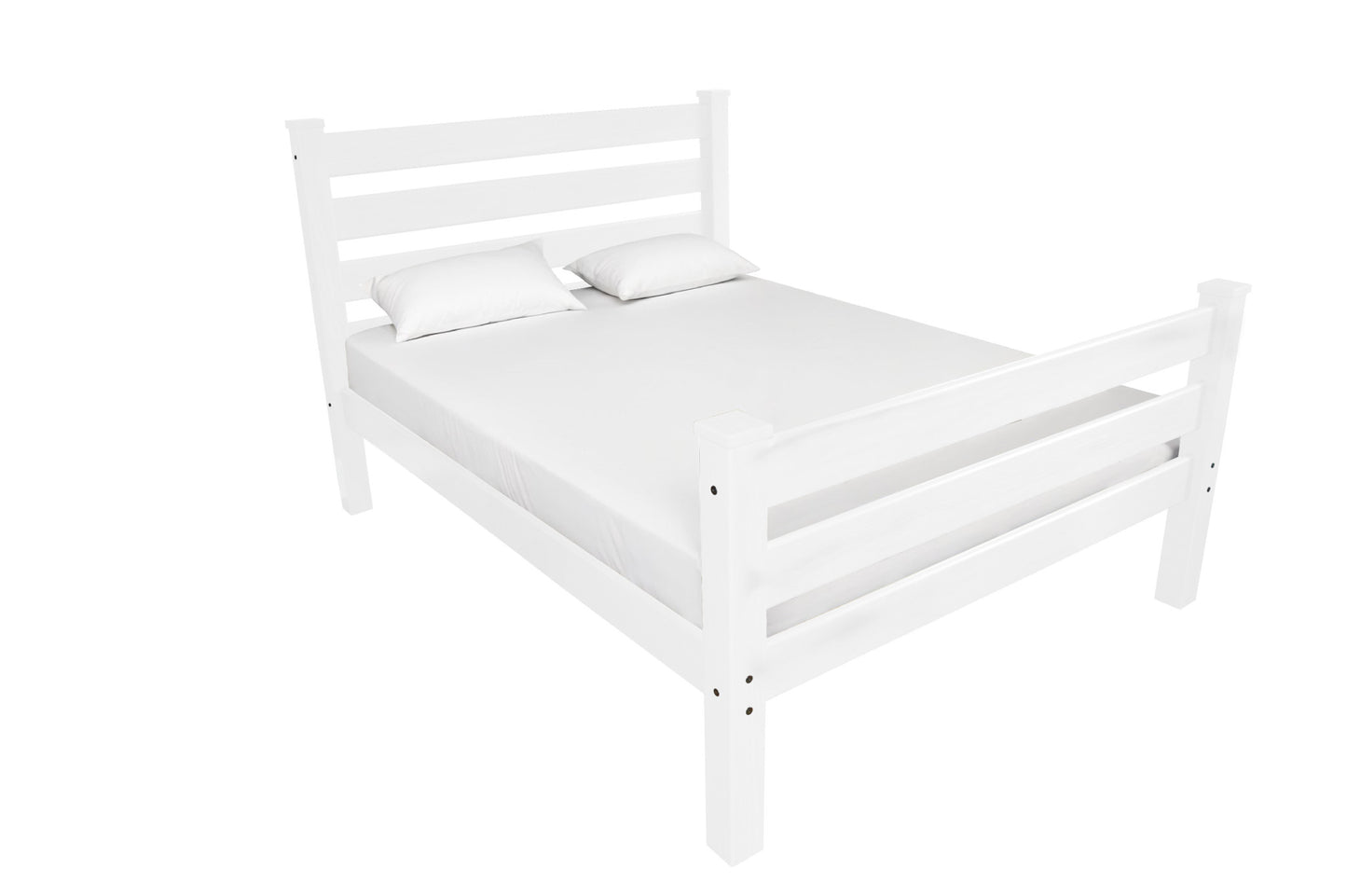 Adeline White Solid Wood Queen Bed