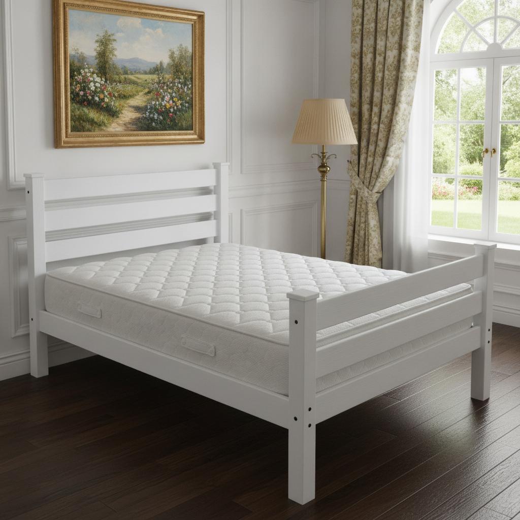 White Solid Wood Queen Bed