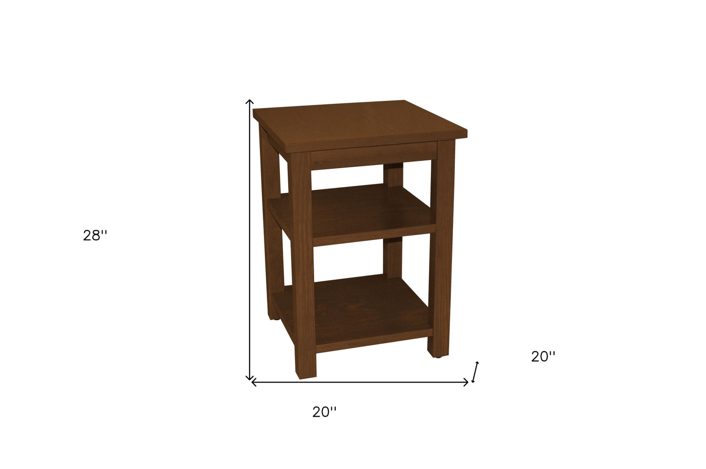 Brown Solid Wood Open Nightstand
