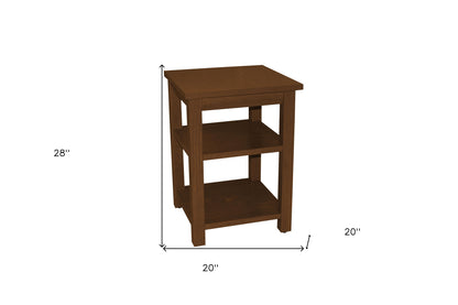 Brown Solid Wood Open Nightstand
