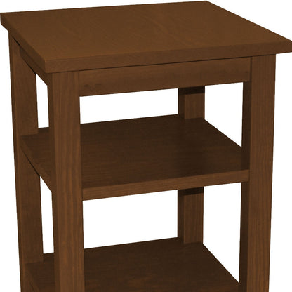 Brown Solid Wood Open Nightstand