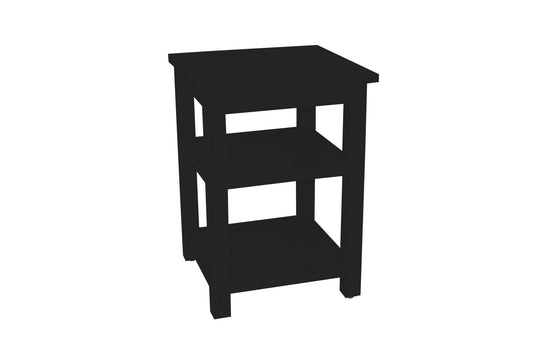 Black Solid Wood Open Nightstand