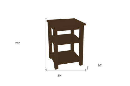 Dark Brown Solid Wood Nightstand