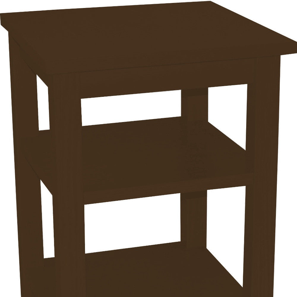 Dark Brown Solid Wood Nightstand