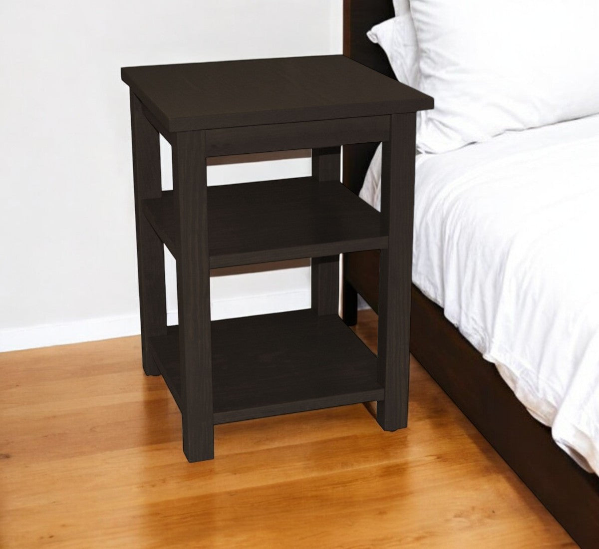Espresso Solid Wood Nightstand