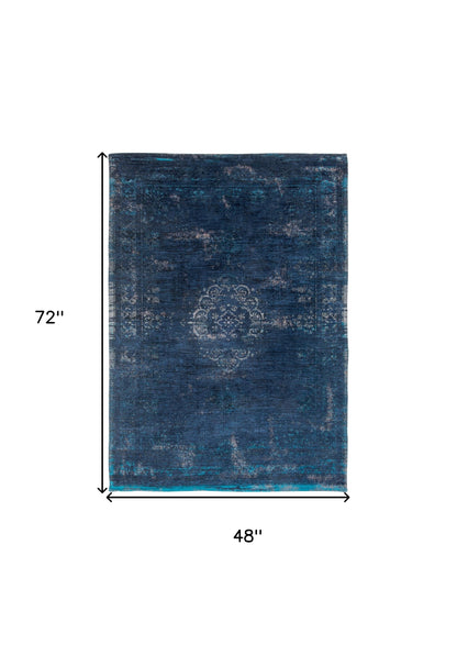 5 x 7 Blue & Gray Medallion Non Skid Rug