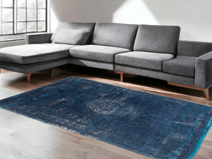 6 x 8 Blue & Gray Medallion Non Skid Rug