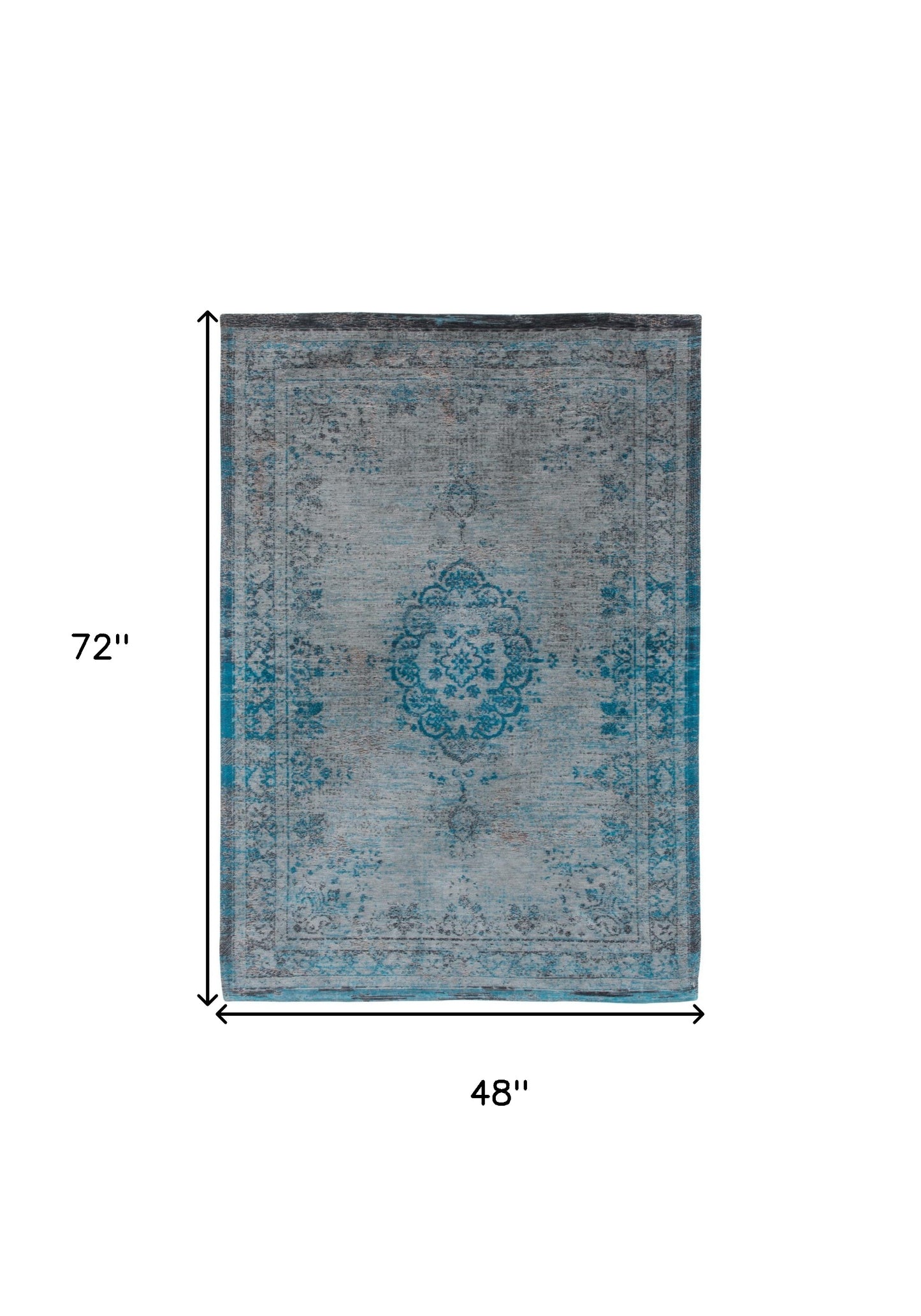 5 x 7 Gray & Green Medallion Non Skid Rug