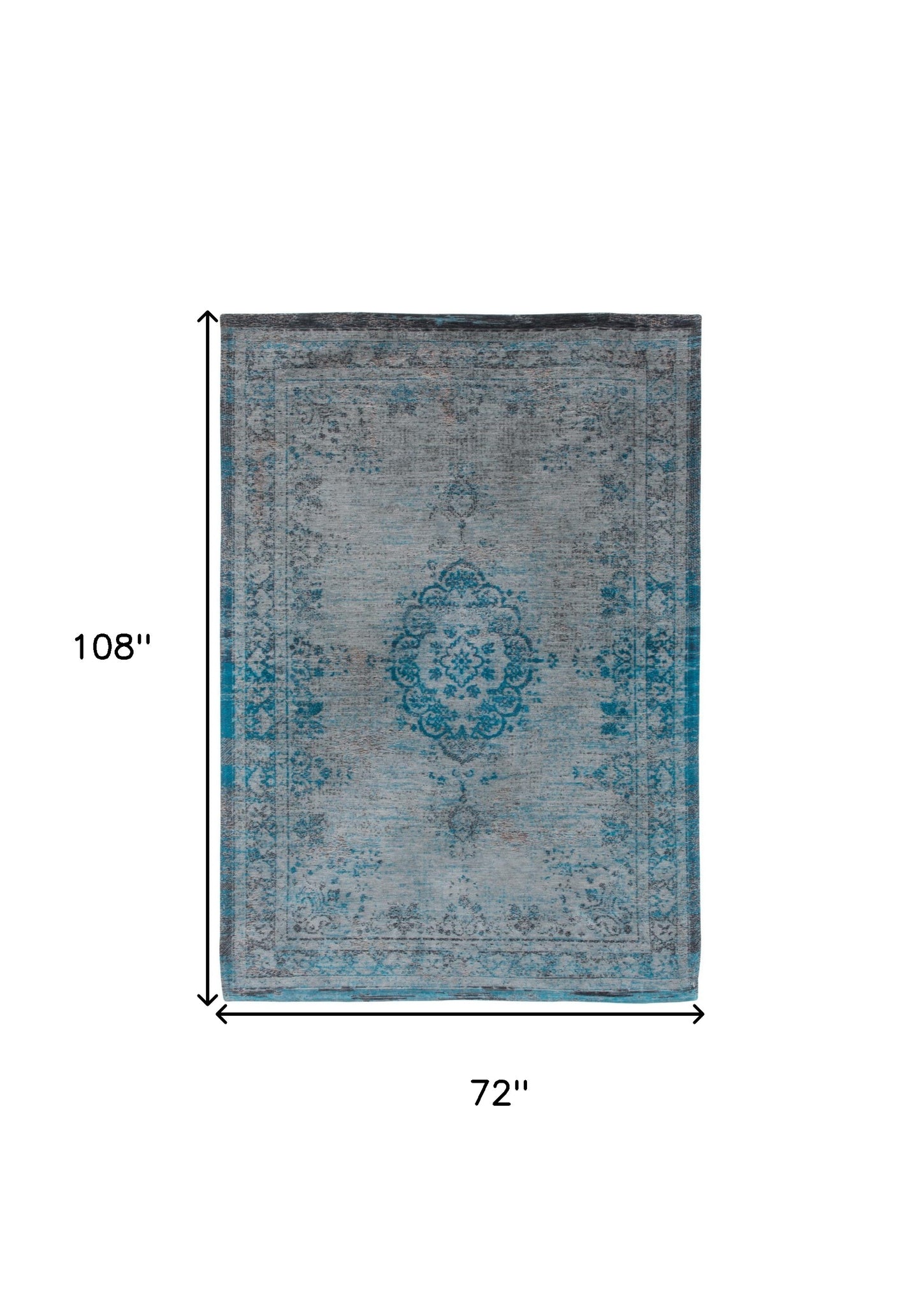 7 x 9 Gray & Green Medallion Non Skid Rug