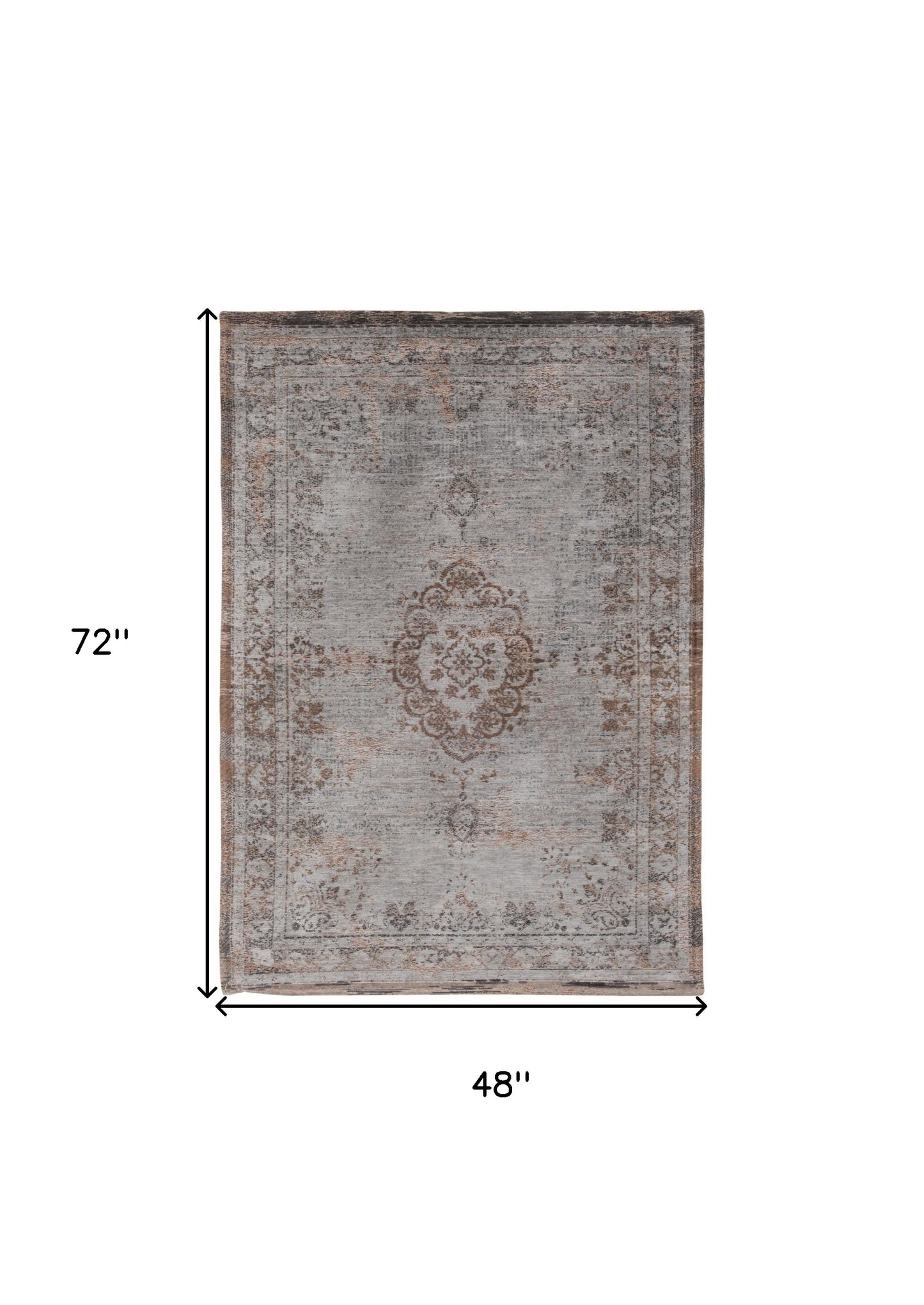 5 x 7 Gray & Beige Medallion Non Skid Rug