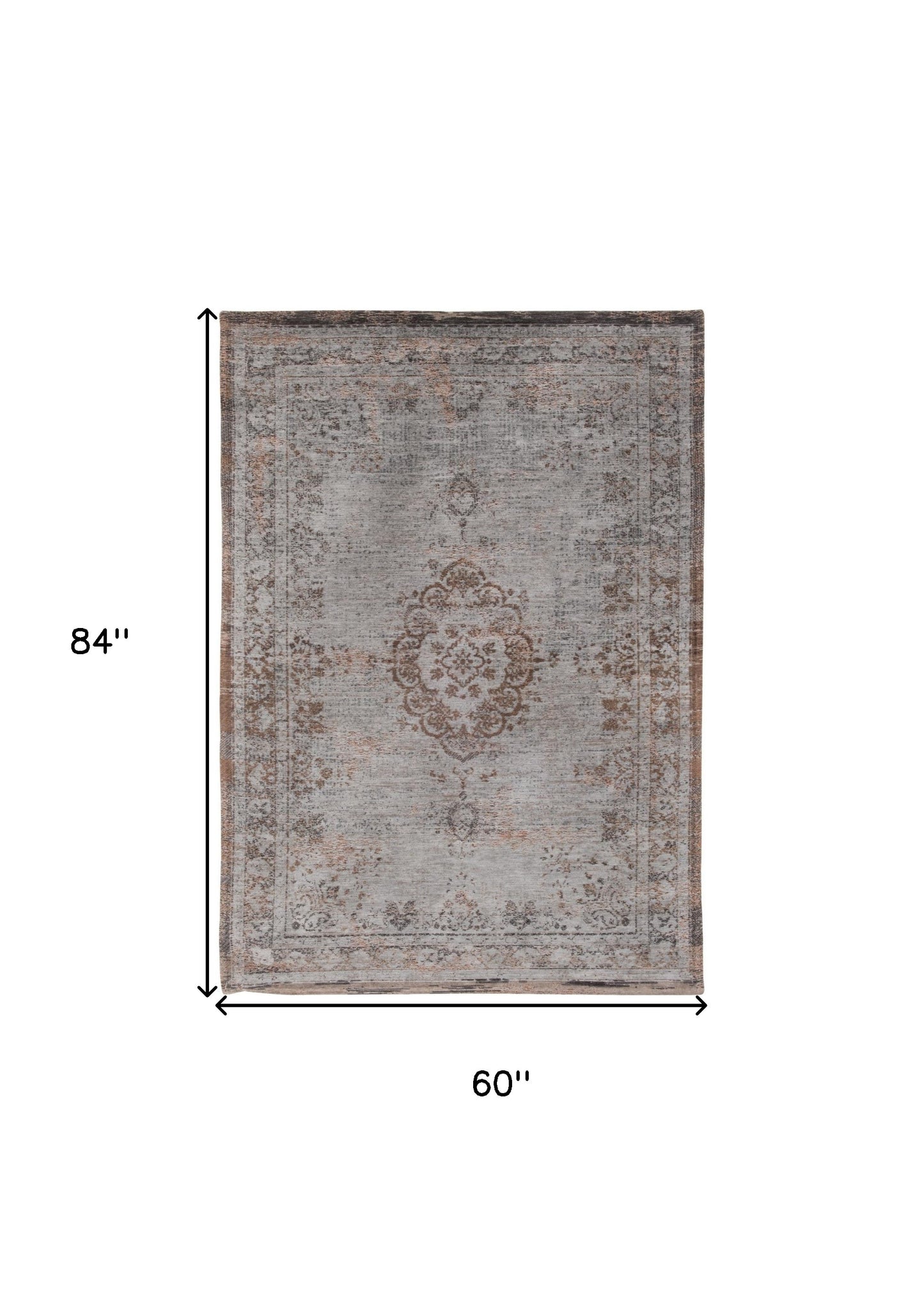 6 x 8 Gray & Beige Medallion Non Skid Rug