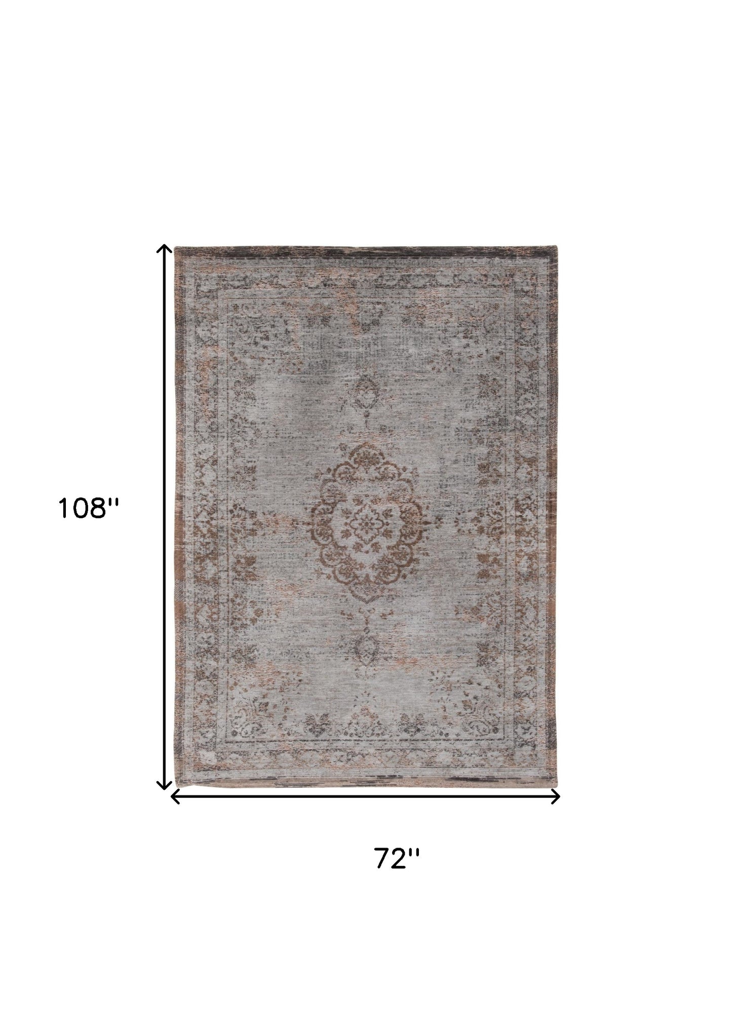 7 x 9 Gray & Beige Medallion Non Skid Rug