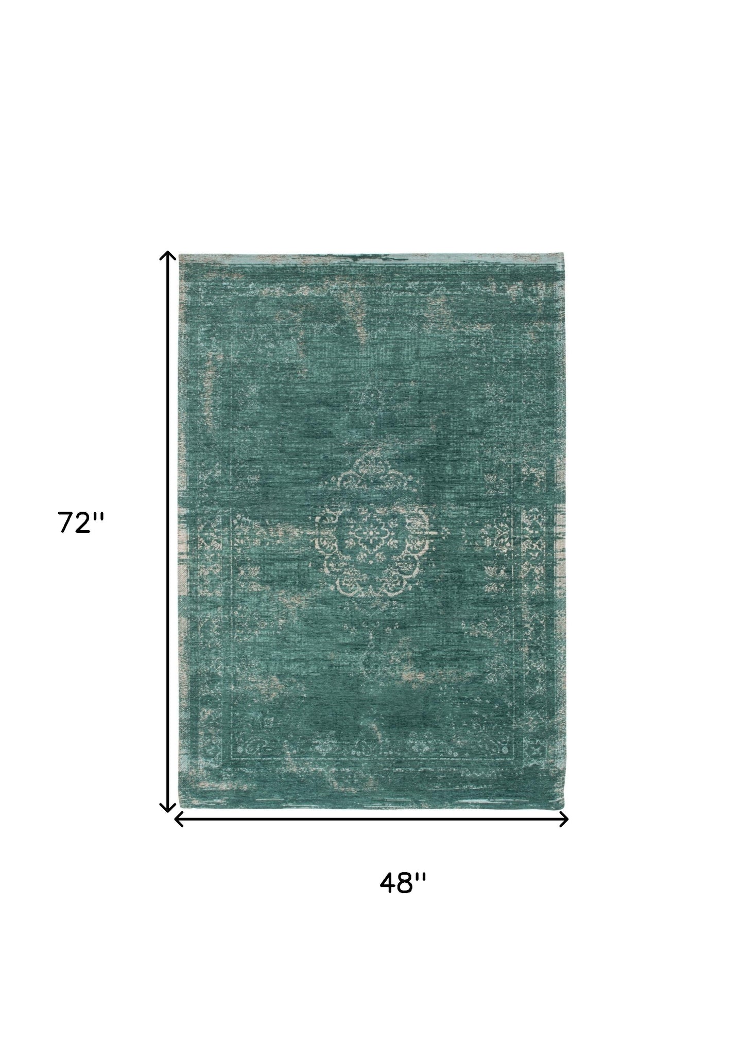 5 x 7 Gray & Green Medallion Non Skid Rug