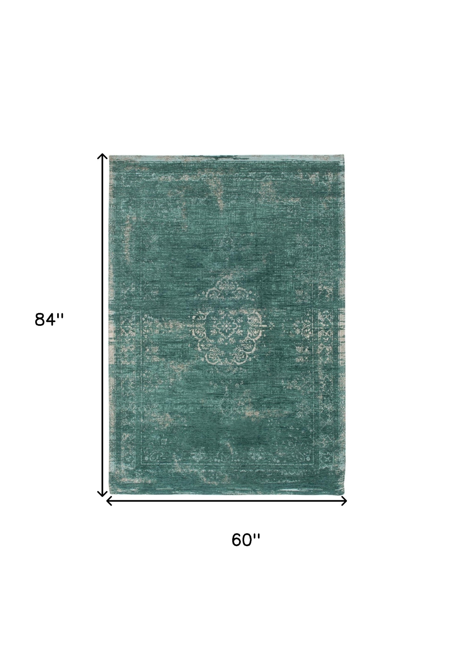 6 x 8 Gray & Green Medallion Non Skid Rug