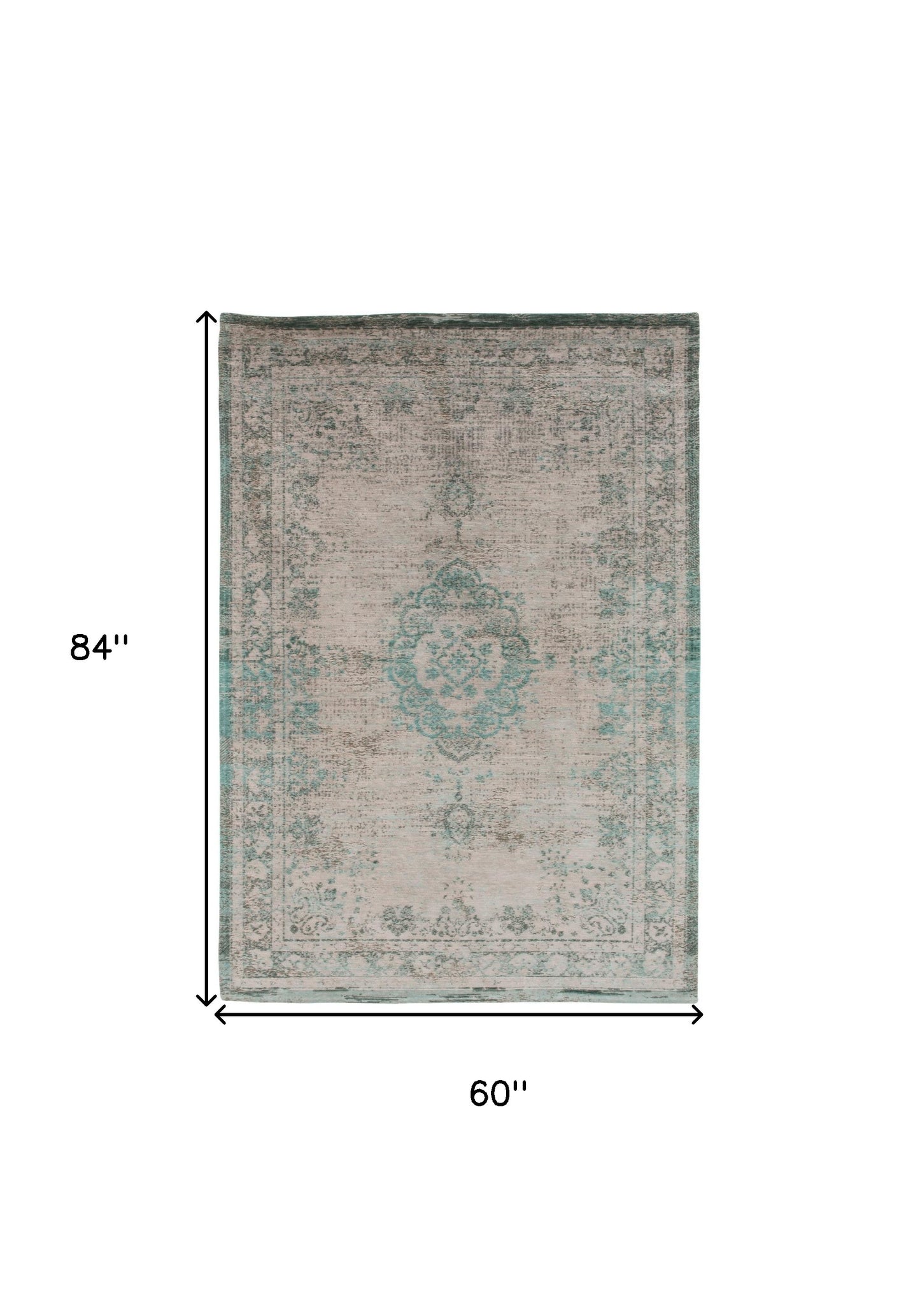 6 x 8 Gray & Green Medallion Non Skid Rug