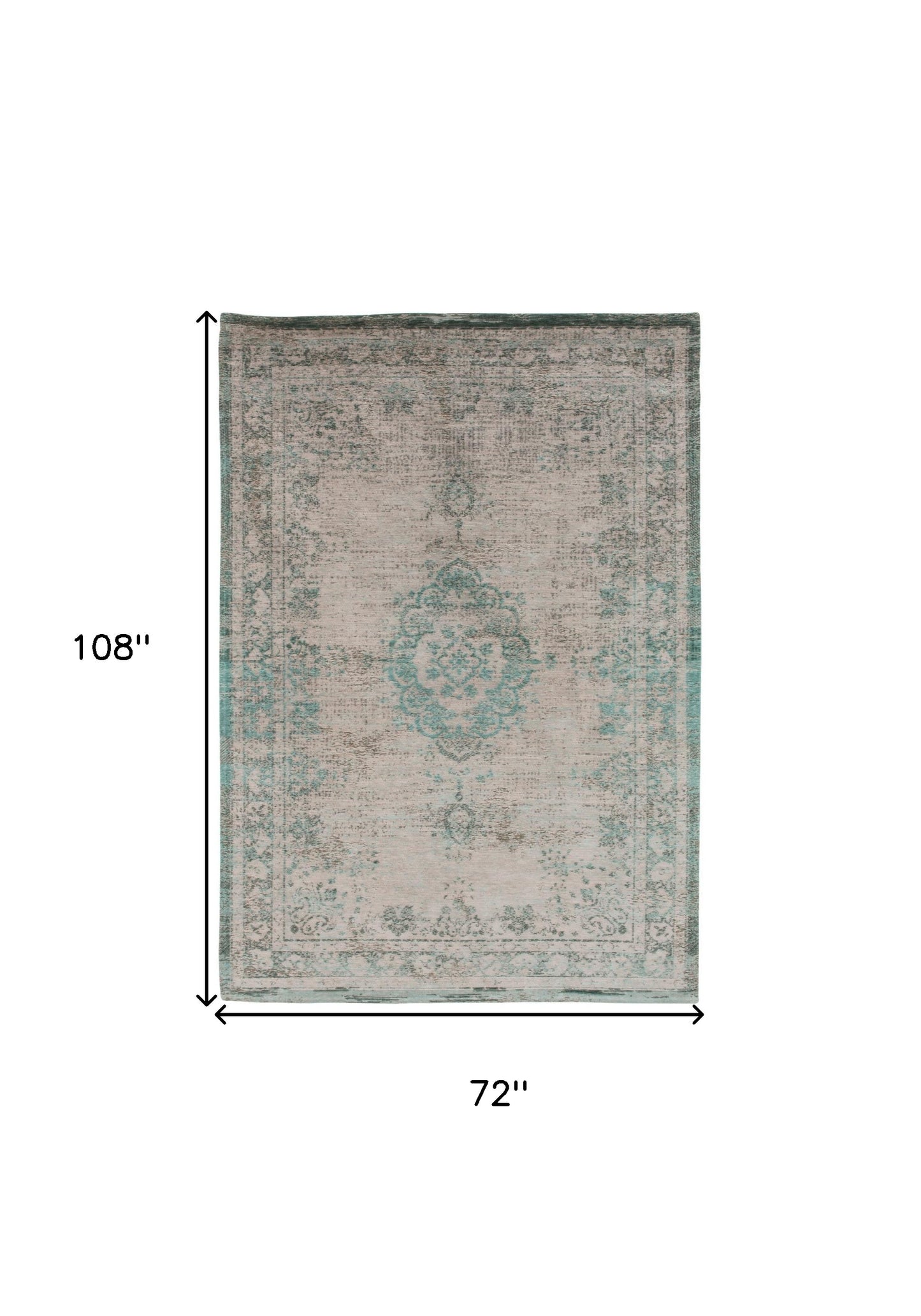 7 x 9 Gray & Green Medallion Non Skid Rug