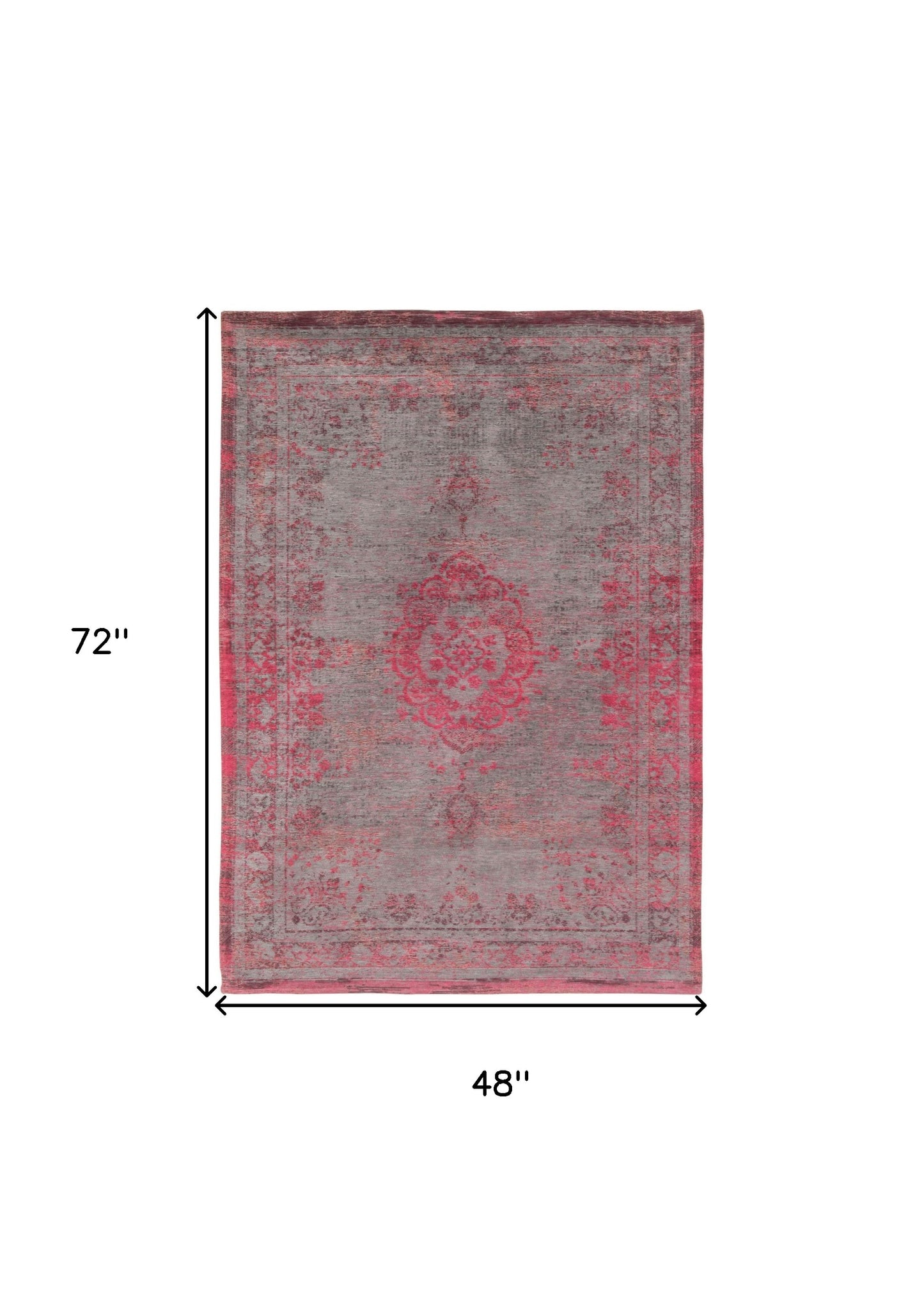 5 x 7 Gray & Pink Medallion Non Skid Rug