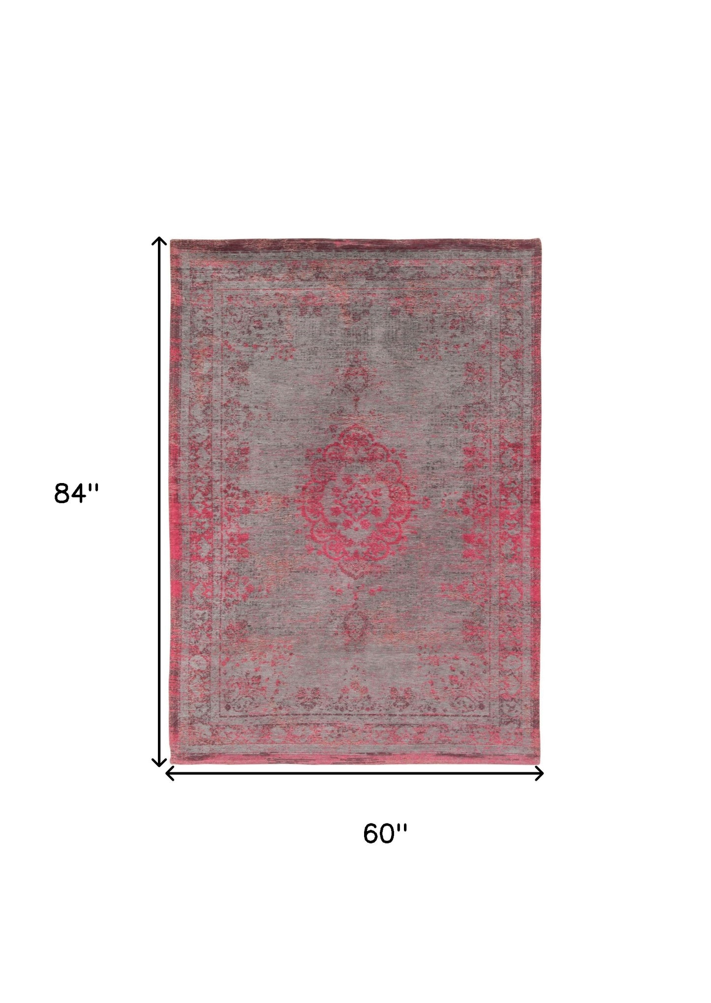6 x 8 Gray & Pink Medallion Non Skid Rug