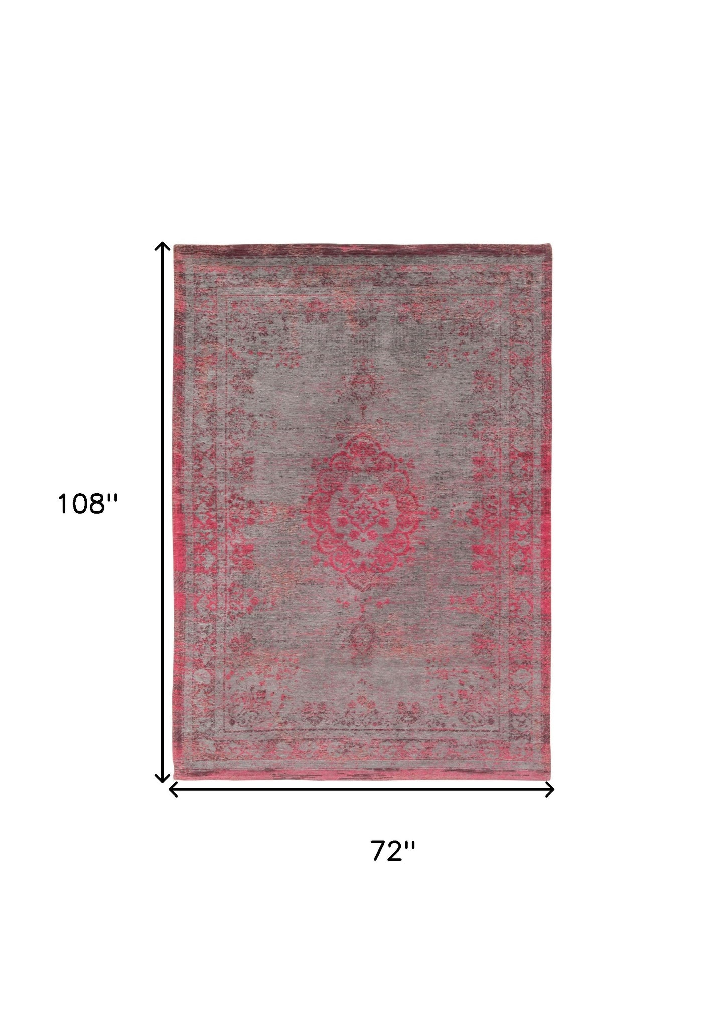 7 x 9 Gray & Pink Medallion Non Skid Rug