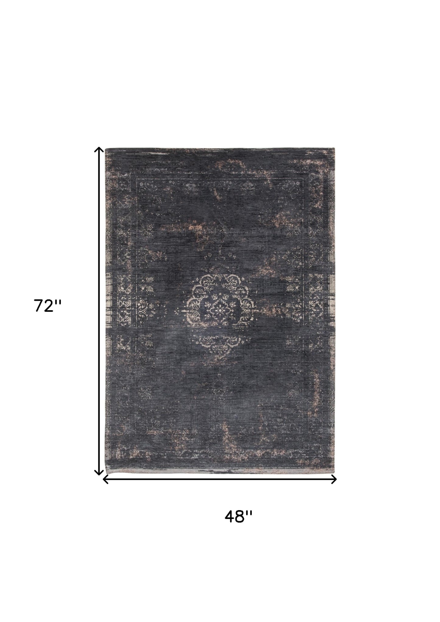 5 x 7 Gray & Black Medallion Non Skid Rug