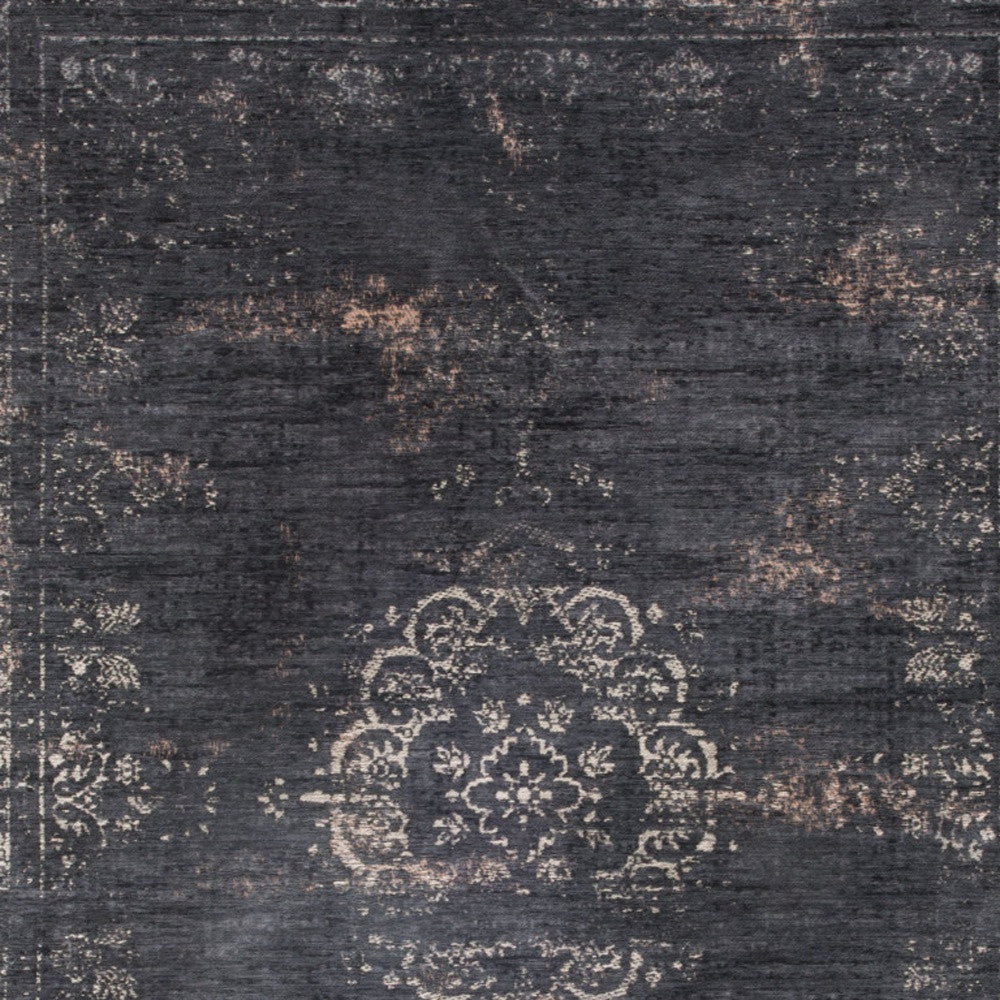 5 x 7 Gray & Black Medallion Non Skid Rug