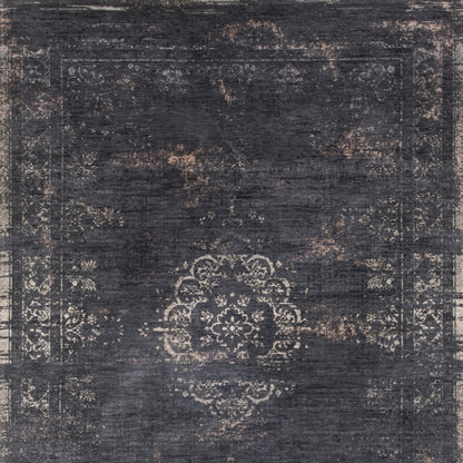 5 x 7 Gray & Black Medallion Non Skid Rug