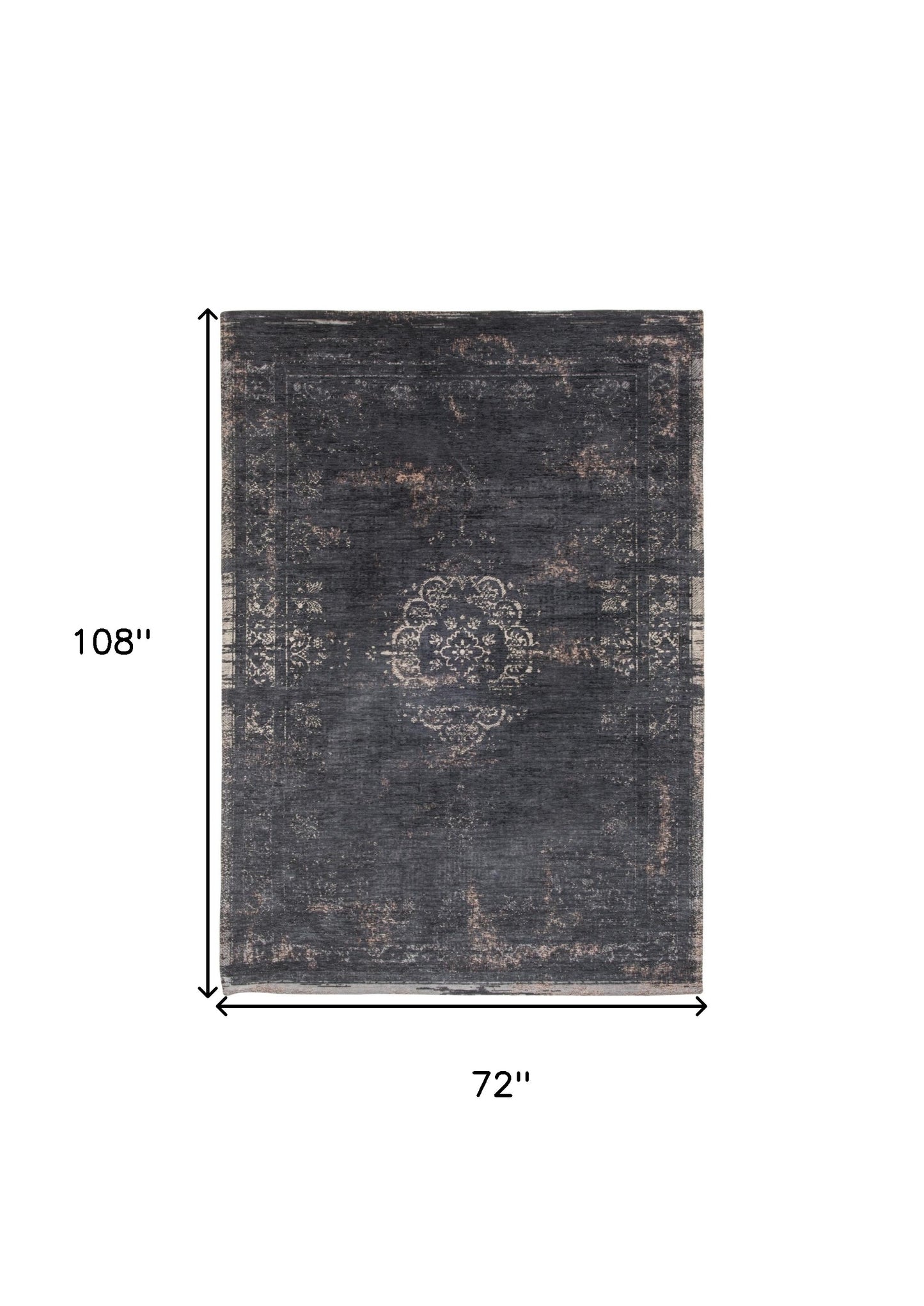 7 x 9 Gray & Black Medallion Non Skid Rug