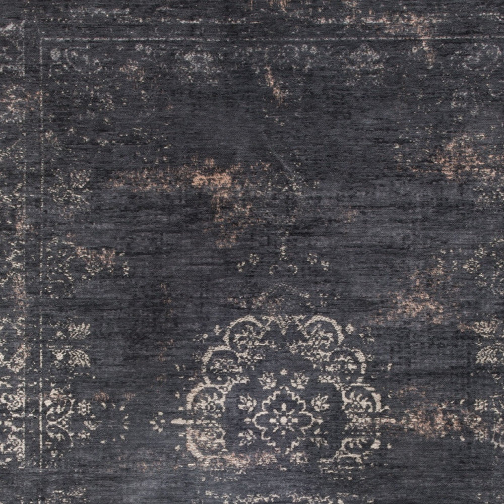 7 x 9 Gray & Black Medallion Non Skid Rug