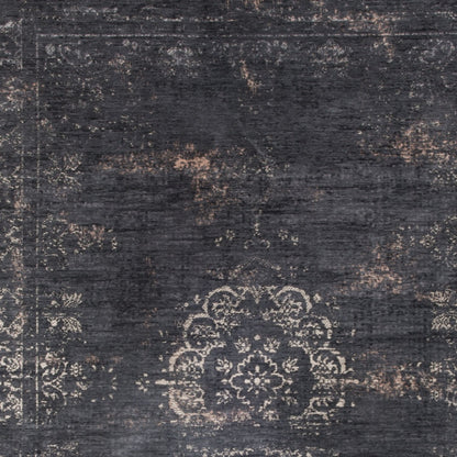7 x 9 Gray & Black Medallion Non Skid Rug