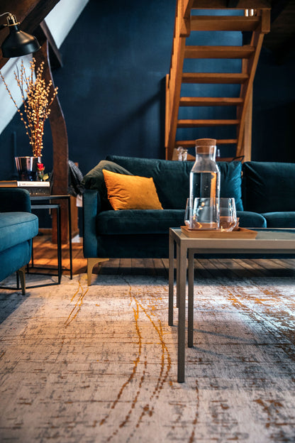 5 x 7 Gray & Gold Non Skid Rug
