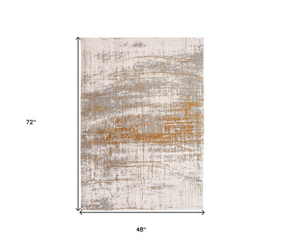 5 x 7 Gray & Gold Non Skid Rug
