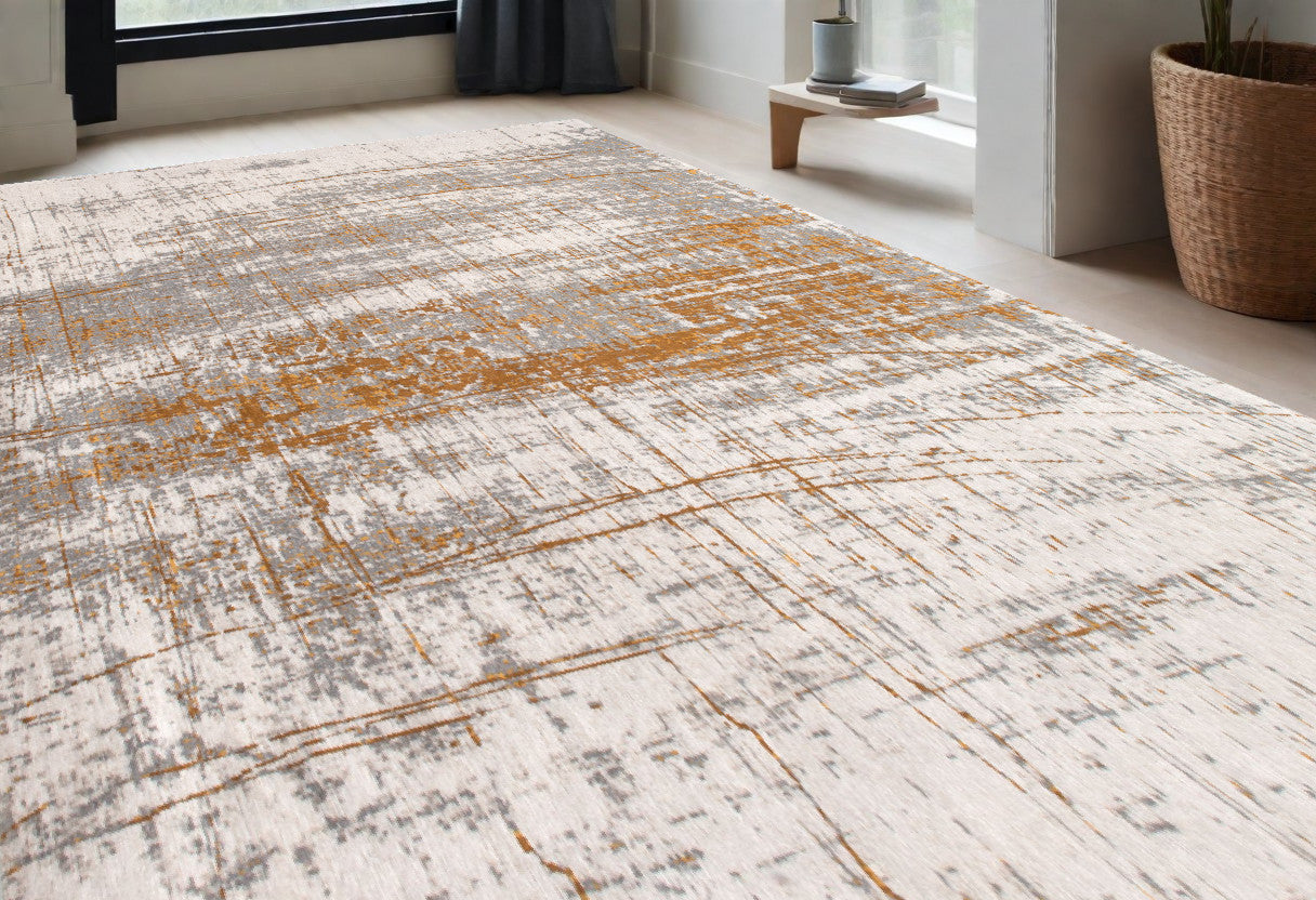 5 x 7 Gray & Gold Non Skid Rug