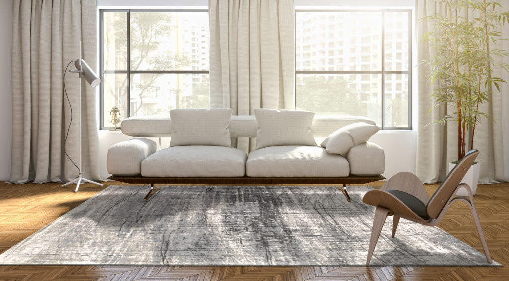 5 x 7 Gray & White Non Skid Rug