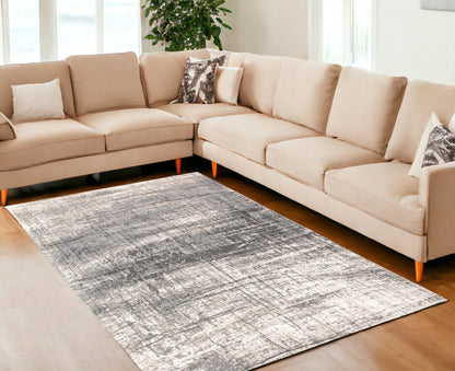 6 x 8 Gray & White Non Skid Rug