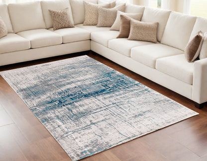 5 x 7 Blue & Gray Non Skid Rug